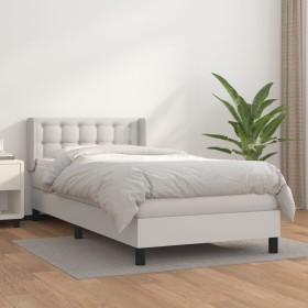 Cama box spring con colchón cuero sintético blanco 90x190 cm de vidaXL, Camas y somieres - Ref: Foro24-3130758, Precio: 304,7...