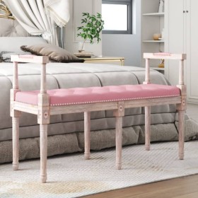 Banco de terciopelo rosa 110x40x70 cm en Bancos | Comprar online en Foru.es