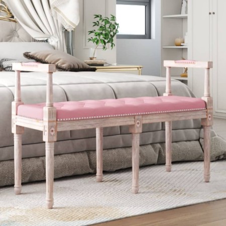 Banco de terciopelo rosa 110x40x70 cm en Bancos | Comprar online en Foru.es