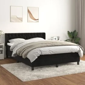 Box spring bed with black velvet mattress 140x200 cm by vidaXL, Beds and slatted bases - Ref: Foro24-3131143, Price: 437,54 €...