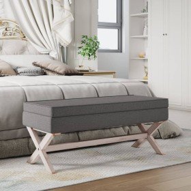 Taburete con almacenaje tela gris oscuro 110x45x49 cm en Bancos para recibidores y almacenamiento | Comprar online en Foru.es