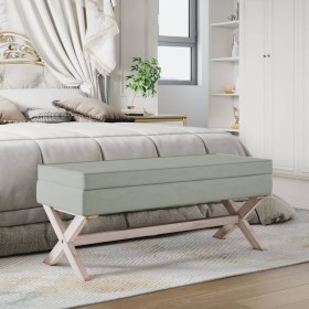 Taburete con almacenaje terciopelo gris claro 110x45x49 cm en Bancos para recibidores y almacenamiento | Comprar online en Foru.