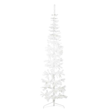 Medio árbol de Navidad artificial con soporte blanco 210 cm en Decoración Festiva y Estacional | Comprar online en Foru.es