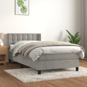 Cama box spring con colchón terciopelo gris claro 90x190 cm de vidaXL, Camas y somieres - Ref: Foro24-3131171, Precio: 303,89...