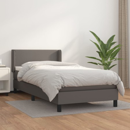 Cama box spring con colchón cuero sintético gris 100x200 cm de vidaXL, Camas y somieres - Ref: Foro24-3130707, Precio: 328,68...