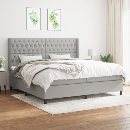 Cama box spring con colchón tela gris claro 200x200 cm de vidaXL, Camas y somieres - Ref: Foro24-3131697, Precio: 699,82 €, D...