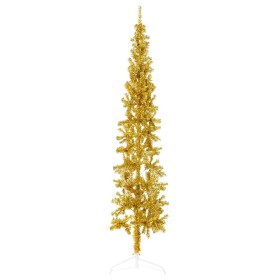 Medio árbol de Navidad artificial con soporte dorado 210 cm en Decoración Festiva y Estacional | Comprar online en Foru.es