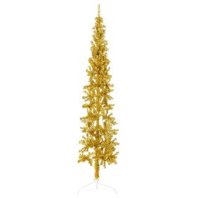 Medio árbol de Navidad artificial con soporte dorado 210 cm en Decoración Festiva y Estacional | Comprar online en Foru.es