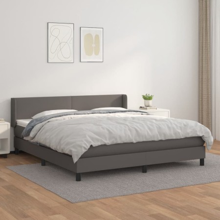 Cama box spring con colchón cuero sintético gris 180x200 cm de vidaXL, Camas y somieres - Ref: Foro24-3130677, Precio: 539,88...