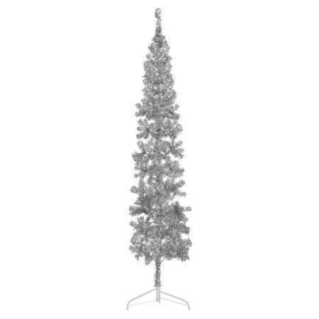 Medio árbol de Navidad artificial con soporte plateado 210 cm en Decoración Festiva y Estacional | Comprar online en Foru.es