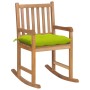 Silla mecedora de madera maciza teca con cojín verde brillante en Sillas de jardín | Comprar online en Foru.es