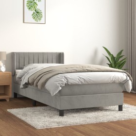 Cama box spring con colchón terciopelo gris claro 90x190 cm de vidaXL, Camas y somieres - Ref: Foro24-3131057, Precio: 303,56...