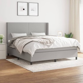 Cama box spring con colchón tela gris claro 180x200 cm de vidaXL, Camas y somieres - Ref: Foro24-3131289, Precio: 606,65 €, D...