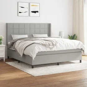 Box spring bed with light gray fabric mattress 180x200 cm by vidaXL, Beds and slatted bases - Ref: Foro24-3131449, Price: 595...