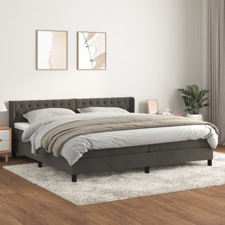 Cama box spring con colchón terciopelo gris oscuro 200x200 cm de vidaXL, Camas y somieres - Ref: Foro24-3131160, Precio: 576,...