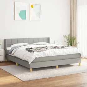 Box spring bed with light gray fabric mattress 180x200 cm by vidaXL, Beds and slatted bases - Ref: Foro24-3130289, Price: 541...