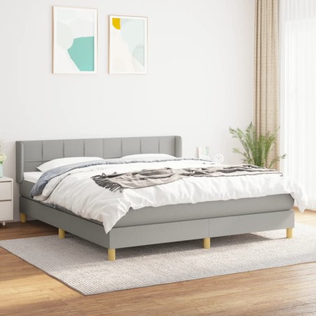 Cama box spring con colchón tela gris claro 180x200 cm de vidaXL, Camas y somieres - Ref: Foro24-3130289, Precio: 543,46 €, D...