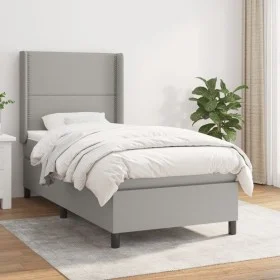Box spring bed with light gray fabric mattress 100x200 cm by vidaXL, Beds and slatted bases - Ref: Foro24-3131329, Price: 337...