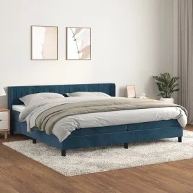 Box spring bed with dark blue velvet mattress 200x200 cm by vidaXL, Beds and slatted bases - Ref: Foro24-3131103, Price: 567,...