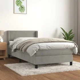 Box spring bed with light gray velvet mattress 90x190 cm by vidaXL, Beds and slatted bases - Ref: Foro24-3130811, Price: 294,...