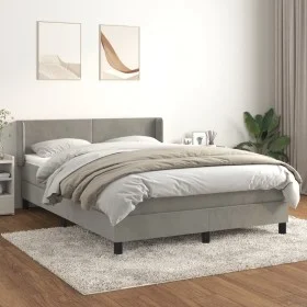 Boxspringbett mit hellgrauer Samtmatratze 140x200 cm von vidaXL, Betten und Lattenroste - Ref: Foro24-3130841, Preis: 455,09 ...