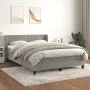 Box spring bed with light gray velvet mattress 140x200 cm by vidaXL, Beds and slatted bases - Ref: Foro24-3130841, Price: 455...