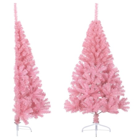 Medio árbol de Navidad artificial con soporte PVC rosa 150 cm en Decoración Festiva y Estacional | Comprar online en Foru.es