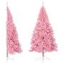 Medio árbol de Navidad artificial con soporte PVC rosa 210 cm en Decoración Festiva y Estacional | Comprar online en Foru.es