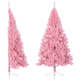 Medio árbol de Navidad artificial con soporte PVC rosa 210 cm en Decoración Festiva y Estacional | Comprar online en Foru.es