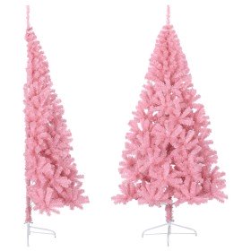 Medio árbol de Navidad artificial con soporte PVC rosa 240 cm en Decoración Festiva y Estacional | Comprar online en Foru.es