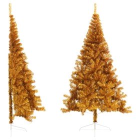 Medio árbol de Navidad artificial con soporte PET dorado 240 cm en Decoración Festiva y Estacional | Comprar online en Foru.es