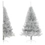 Medio árbol de Navidad artificial con soporte PET plata 150 cm en Decoración Festiva y Estacional | Comprar online en Foru.es