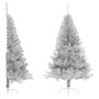 Medio árbol de Navidad artificial con soporte PET plata 180 cm en Decoración Festiva y Estacional | Comprar online en Foru.es