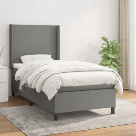 Box spring bed with dark gray fabric mattress 90x200 cm by vidaXL, Beds and slatted bases - Ref: Foro24-3131242, Price: 373,1...