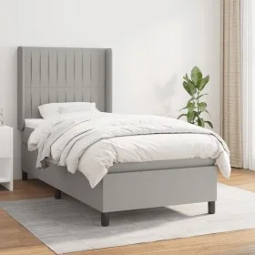 Cama box spring con colchón tela gris claro 90x190 cm de vidaXL, Camas y somieres - Ref: Foro24-3131553, Precio: 316,31 €, De...
