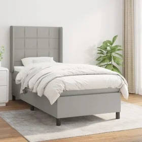 Box spring bed with light gray fabric mattress 90x190 cm by vidaXL, Beds and slatted bases - Ref: Foro24-3131393, Price: 332,...