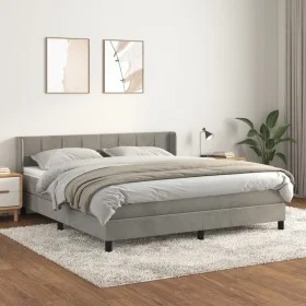 Cama box spring con colchón terciopelo gris claro 180x200 cm de vidaXL, Camas y somieres - Ref: Foro24-3130973, Precio: 524,0...