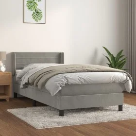 Boxspringbett mit hellgrauer Samtmatratze 90x190 cm von vidaXL, Betten und Lattenroste - Ref: Foro24-3130997, Preis: 283,75 €...