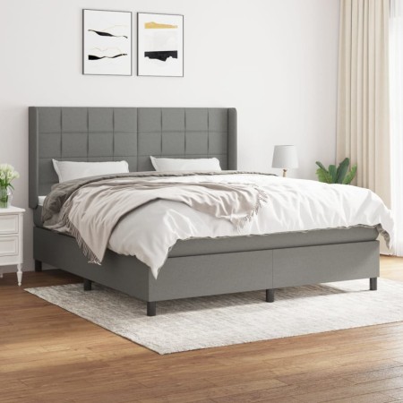 Cama box spring con colchón tela gris oscuro 180x200 cm de vidaXL, Camas y somieres - Ref: Foro24-3131450, Precio: 628,23 €, ...