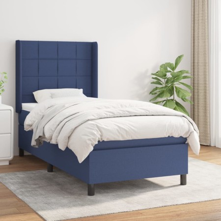 Cama box spring con colchón tela azul 90x200 cm de vidaXL, Camas y somieres - Ref: Foro24-3131407, Precio: 346,06 €, Descuent...