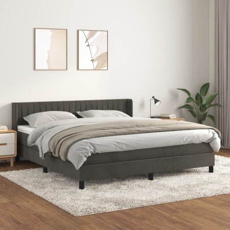 Cama box spring con colchón terciopelo gris oscuro 160x200 cm de vidaXL, Camas y somieres - Ref: Foro24-3131088, Precio: 491,...