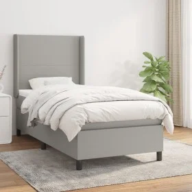 Cama box spring con colchón tela gris claro 90x190 cm de vidaXL, Camas y somieres - Ref: Foro24-3131233, Precio: 319,89 €, De...