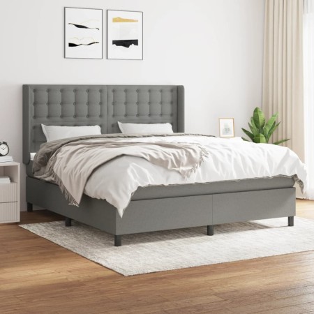 Cama box spring con colchón tela gris oscuro 180x200 cm de vidaXL, Camas y somieres - Ref: Foro24-3131770, Precio: 666,21 €, ...