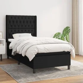 Box spring bed with black fabric mattress 100x200 cm by vidaXL, Beds and slatted bases - Ref: Foro24-3131651, Price: 362,19 €...