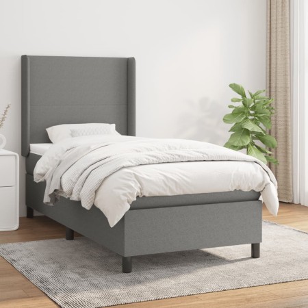 Cama box spring con colchón tela gris oscuro 100x200 cm de vidaXL, Camas y somieres - Ref: Foro24-3131250, Precio: 376,04 €, ...
