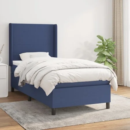 Box spring bed with blue fabric mattress 100x200 cm by vidaXL, Beds and slatted bases - Ref: Foro24-3131255, Price: 362,15 €,...