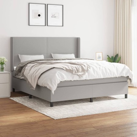 Cama box spring con colchón tela gris claro 160x200 cm de vidaXL, Camas y somieres - Ref: Foro24-3131281, Precio: 569,49 €, D...
