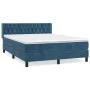 Box spring bed with dark blue velvet mattress 140x200 cm by vidaXL, Beds and slatted bases - Ref: Foro24-3131145, Price: 435,...