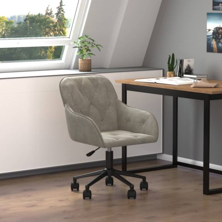 Silla de oficina giratoria de terciopelo gris claro en Sillas de oficina | Comprar online en Foru.es