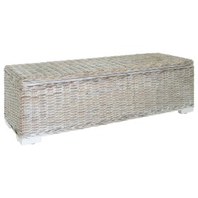 Caja almacenaje madera caoba blanco y ratán Kubu natural 110 cm en Bancos para recibidores y almacenamiento | Comprar online en 